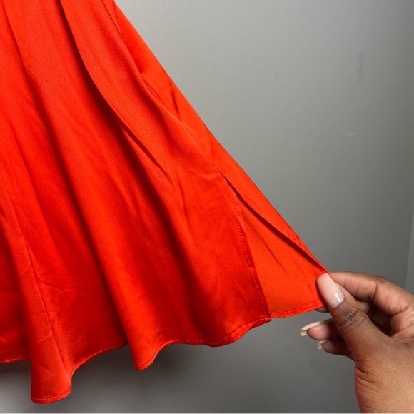 NEW Lane‎ Bryant Women Blouse 18 Red Relaxed Flutter-Sleeve Mock-Neck Top Satin - Picture 9 of 16